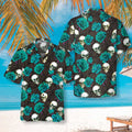 Skulls & Rose Branches Hawaiian Shirt, Blue Roses And Gothic Skull Shirt For Men And Women