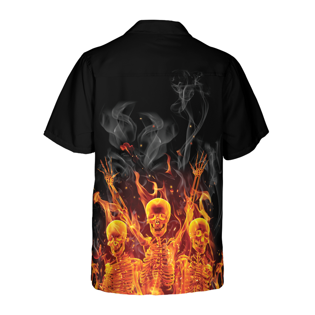 Fire Skeletons Night Party Hawaiian Shirt