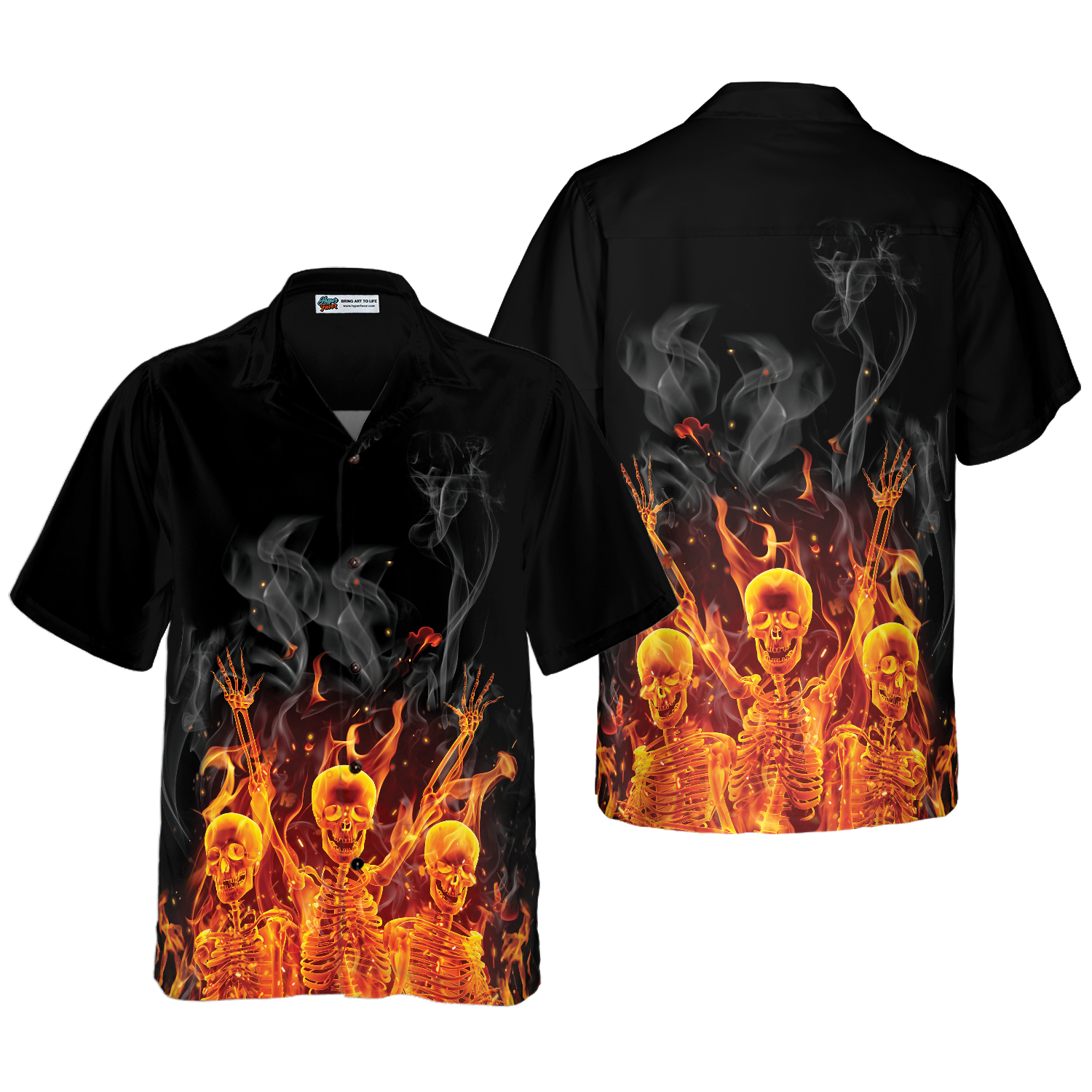 Fire Skeletons Night Party Hawaiian Shirt