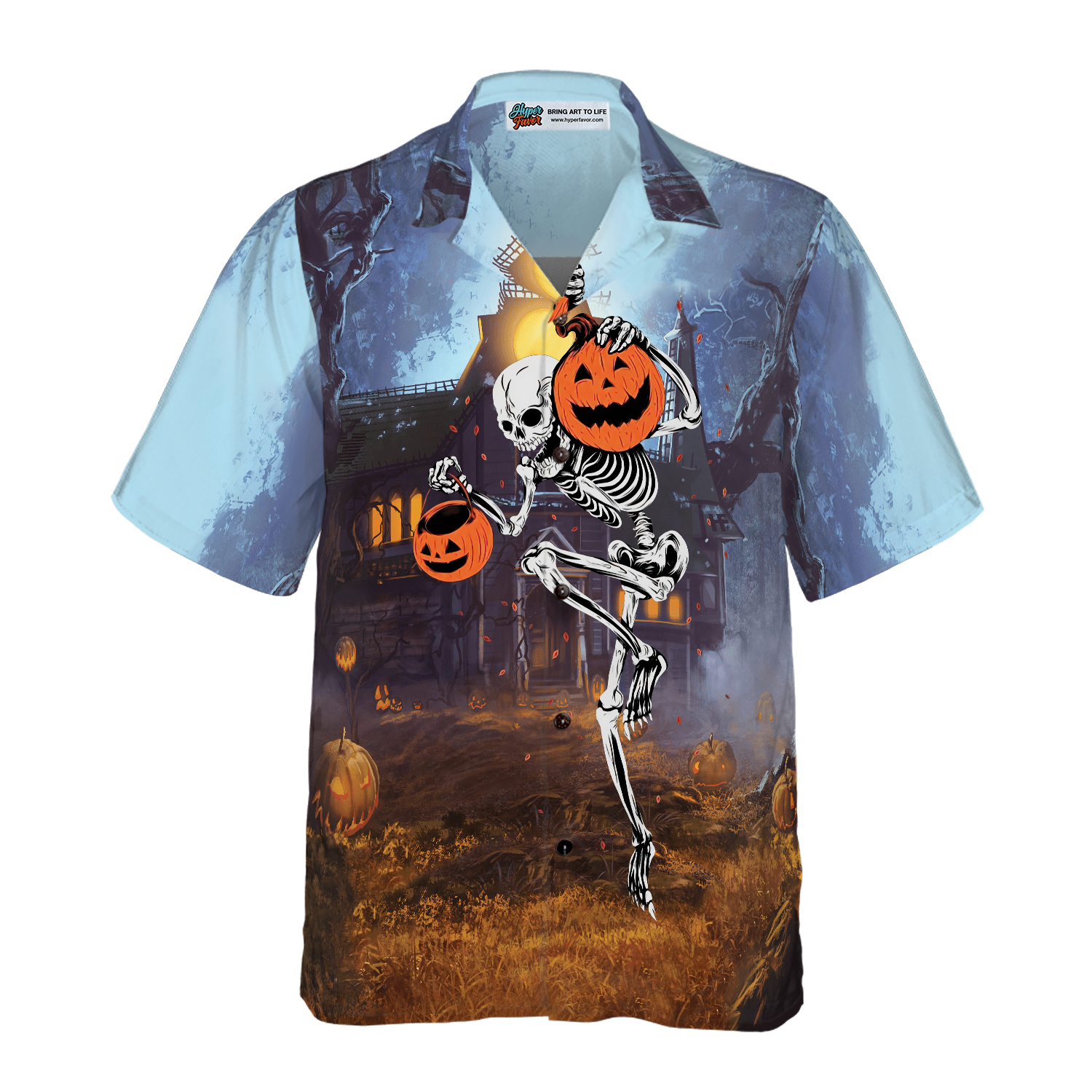 Skeleton Knows How To Dance Halloween Hawaiian Shirt, Spooky Pumpkin Shirt