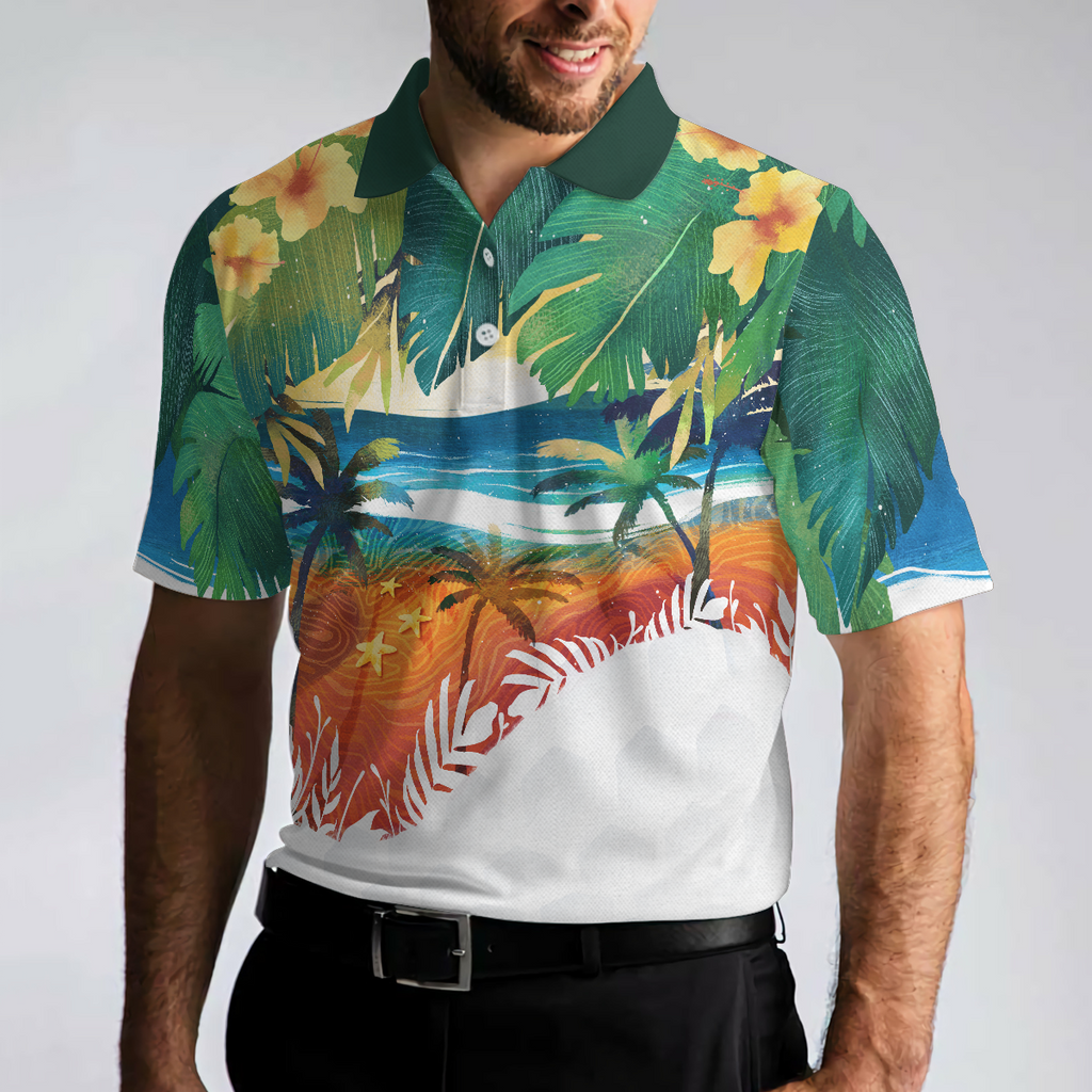 Golf Summer Tropical Beach Landscape Polo Shirt For Men